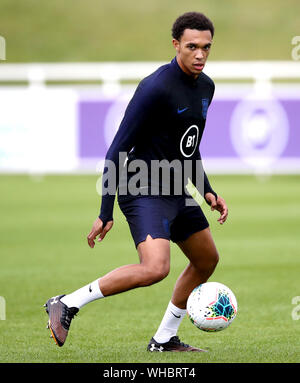 England's Trent Alexander-Arnold during a training session at St George's Park, Burton. Stock Photo