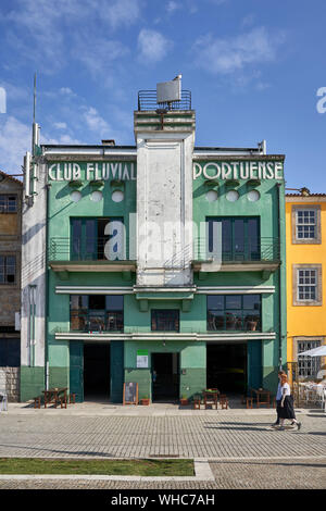 Old Art Deco Building on quayside Oporto Stock Photo
