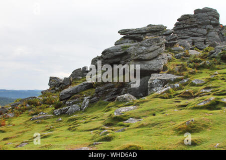 Views of unique Dartmoor rock formations and panoramas Stock Photo