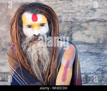 A holy Man at Pashupatinath, Kathmandu, Nepal Stock Photo