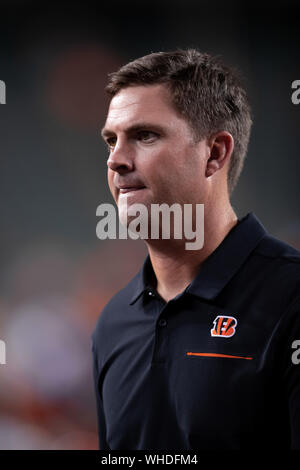 Cincinnati Bengals head coach Zac Taylor works his team along the sidelines  in an NFL football game against the Pittsburgh Steelers Sunday, Sept. 26,  2021, in Pittsburgh. (AP Photo/Don Wright Stock Photo 