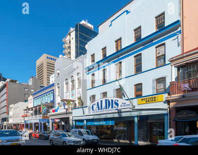 Bars, restaurants, stores and shops on Long Street in Cape Town, Western Cape, South Africa Stock Photo