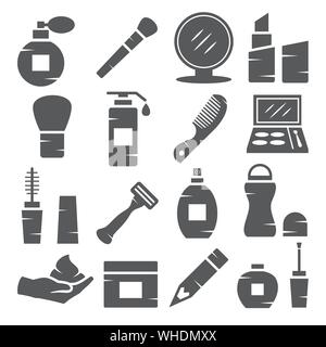 Cosmetics Icons on white background Stock Vector