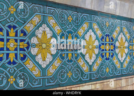 Interior decoration of Pakhtakor Metro station, Tashkent, Uzbekistan Stock Photo