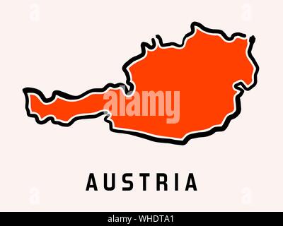 Austria simple map outline - simplified country shape map vector. Stock Vector