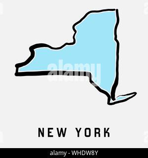 New York map outline - smooth simplified US state shape map vector. Stock Vector