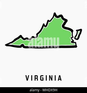 Virginia map outline - smooth simplified US state shape map vector. Stock Vector