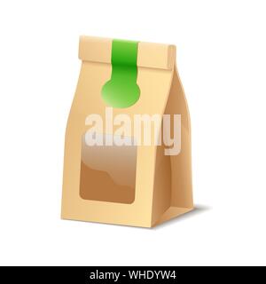 Paper packaging shopper eco bag for food, cosmetics or other purchase vector icon Stock Vector