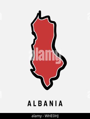 Albania simple map outline - simplified country shape map vector. Stock Vector