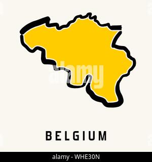 Belgium simple map outline - simplified country shape map vector. Stock Vector