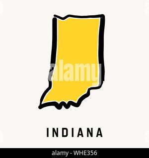 Indiana map outline - smooth simplified US state shape map vector. Stock Vector