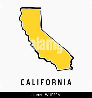 California map outline - smooth simplified US state shape map vector. Stock Vector