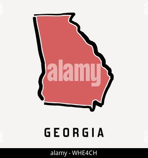 Georgia map outline - smooth simplified US state shape map vector. Stock Vector