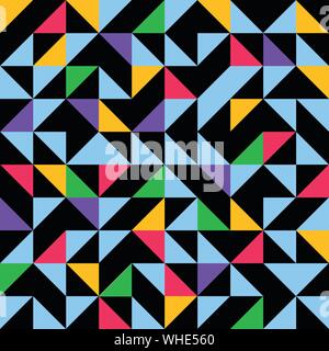 Multicolored geometric truchet pattern background with triangles Stock Vector