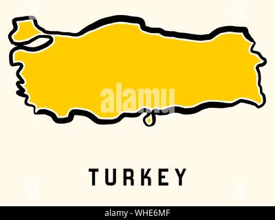 Turkey map outline - smooth simplified country shape map vector. Stock Vector