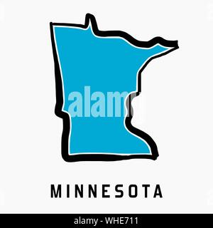 Minnesota map outline - smooth simplified US state shape map vector. Stock Vector