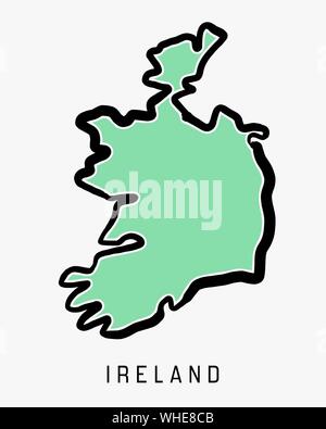 Ireland simple map outline - simplified country shape map vector. Stock Vector