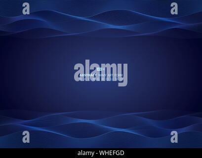 Abstract blue technology wavy design of modern artwork template. Use for ad, template design, decoration, print, cover, annual. illustration vector Stock Vector