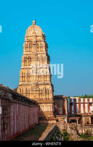 Virupaksha Temple at Hampi, was the centre of the Hindu Vijayanagara Empire in Karnataka state in India Stock Photo