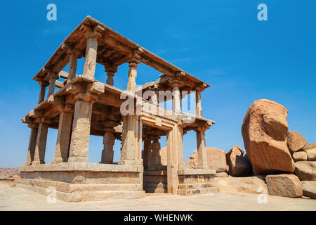 Hemakuta Hill Temple Complex at Hampi was the centre of the Hindu Vijayanagara Empire in Karnataka state in India Stock Photo