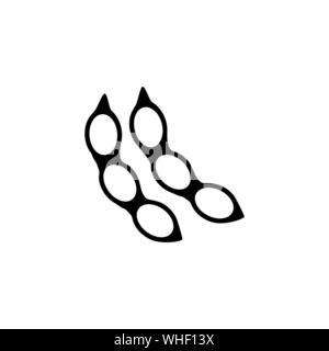Soya Bean Pod, Soybean. Flat Vector Icon illustration. Simple black symbol on white background. Soya Bean Pod, Soybean sign design template for web an Stock Vector
