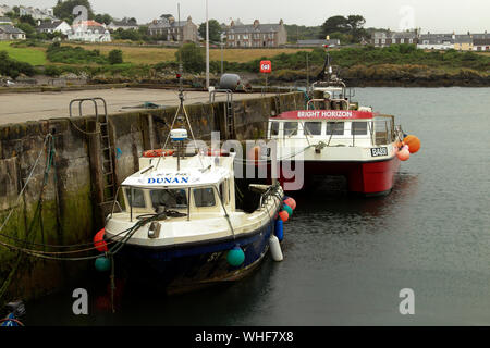 Boats, quayside, harbour, Isle of Whithorn, Dumfries & Galloway, Scotland, UK Stock Photo