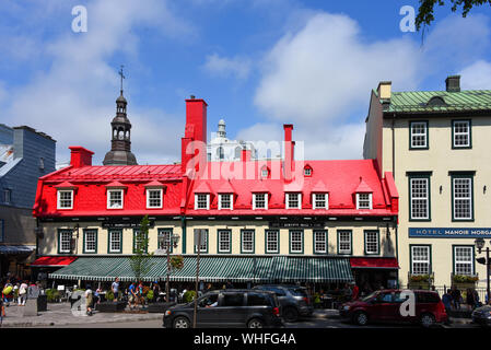 Quebec City, Canada - April, 12, 2019: Historic building that in 1740 became the housing for the French regime stationed in what was New France. It no Stock Photo
