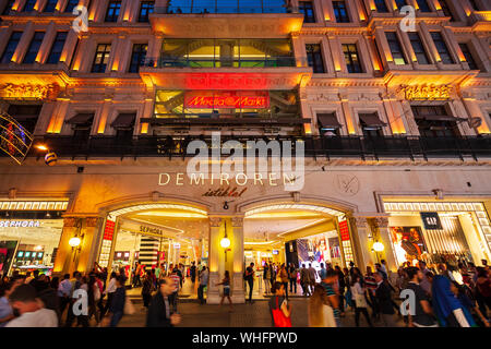 ISTANBUL, TURKEY - SEPTEMBER 22, 2014: Istiklal Avenue or Istiklal Street is one of the most famous pedestrian street in Istanbul, Turkey Stock Photo