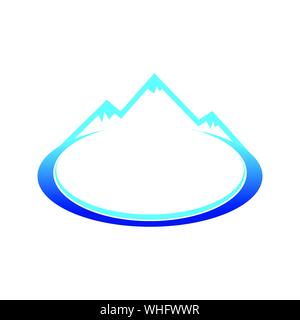 Ice Blue Mountain Landscape Oval Vector Symbol Graphic Logo Design Template Stock Vector