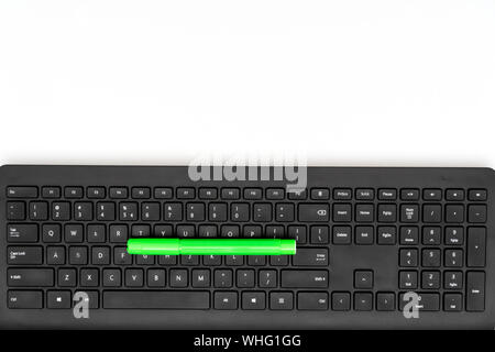 Close up view of keyboard and marker Stock Photo