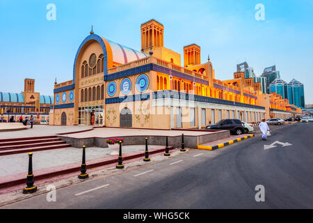 SHARJAH, UAE - MARCH 01, 2019: Blue Souk or Central Market is located in the centre of Sharjah city in United Arab Emirates or UAE