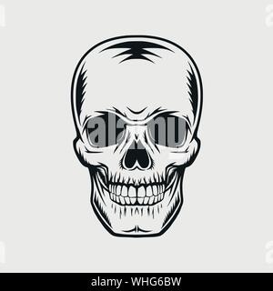 Skull drawing in a vintage retro woodcut etched or engraved style Stock Vector