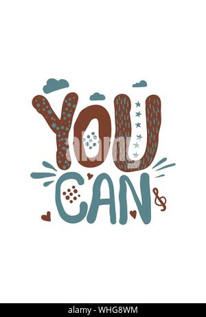 You can doodle retro vintage motivation text lettering Stock Vector