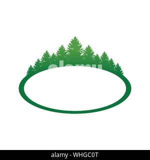 Green Forest Landscape Oval Shape Vector Symbol Graphic Logo Design Template Stock Vector