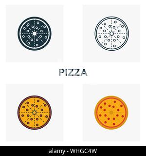 Popcorn icon set. Four elements in diferent styles from fastfood icons collection. Creative popcorn icons filled, outline, colored and flat symbols Stock Vector