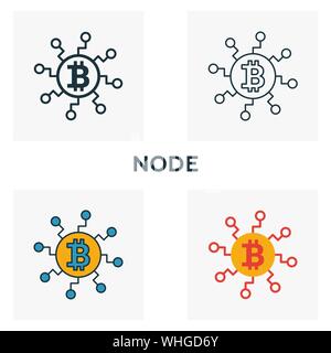 Node icon set. Four elements in diferent styles from crypto currency icons collection. Creative node icons filled, outline, colored and flat symbols Stock Vector