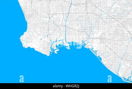 Rich detailed vector area map of Long Beach, California, U.S.A.. Map template for home decor. Stock Vector