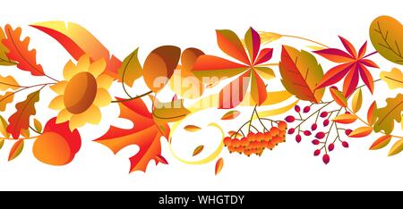 Seamless pattern with stylized autumn items. Stock Vector