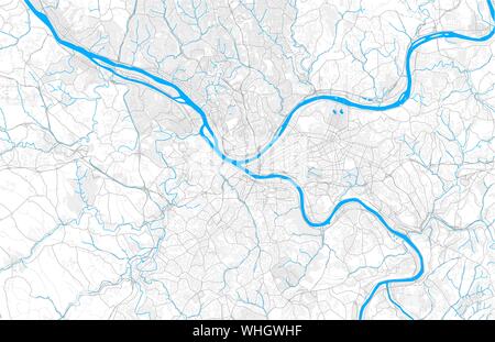 Rich detailed vector area map of Pittsburgh, Pennsylvania, U.S.A.. Map template for home decor. Stock Vector