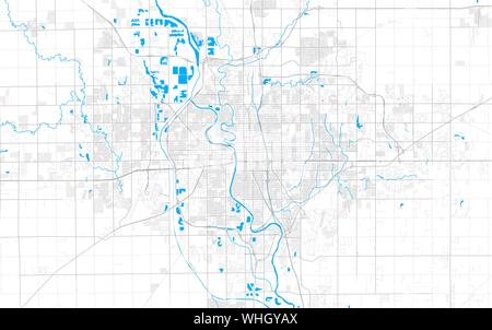 Rich detailed vector area map of Wichita, Kansas, U.S.A.. Map template for home decor. Stock Vector