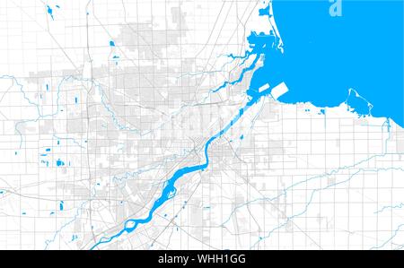 Rich detailed vector area map of Toledo, Ohio, U.S.A.. Map template for home decor. Stock Vector