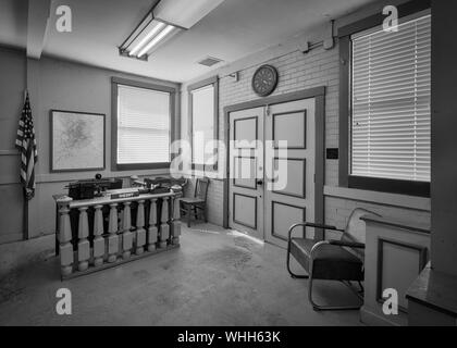 Mayberry Replica Courthouse, Sheriff's Office and Jail from the Andy Griffith Show on Main Street in Mount Airy, North Carolina Stock Photo