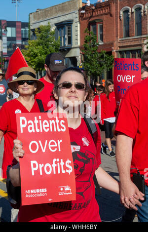 Detroit, Michigan - Nurses joined Detroit's Labor Day parade. Stock Photo