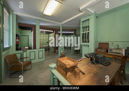 Mayberry Replica Courthouse, Sheriff's Office and Jail from the Andy Griffith Show on Main Street in Mount Airy, North Carolina Stock Photo