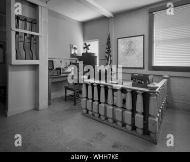 Mayberry Replica Courthouse, Sheriff's Office and Jail from the Andy Griffith Show on Main Street in Mount Airy, North Carolina Stock Photo