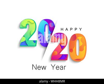 2020 New Year colour banner, logo for your seasonal holidays flyers, greetings and invitations, christmas themed congratulations and cards.Template Stock Vector