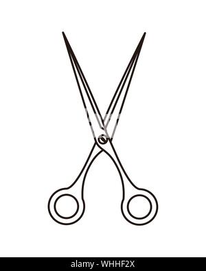 silhouette of open scissor in white background icon Stock Vector