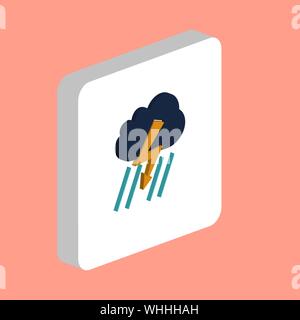 Thunderstorm Simple vector icon. Illustration symbol design template for web mobile UI element. Perfect color isometric pictogram on 3d white square. Stock Vector