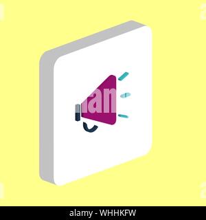 Loudspeaker Simple vector icon. Illustration symbol design template for web mobile UI element. Perfect color isometric pictogram on 3d white square. L Stock Vector