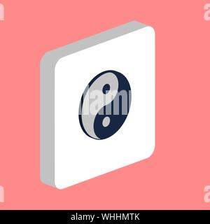 Ying Yang Simple vector icon. Illustration symbol design template for web mobile UI element. Perfect color isometric pictogram on 3d white square. Yin Stock Vector